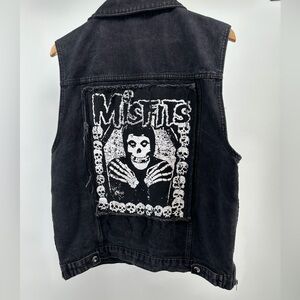 Misfits Skull Patch Black Denim Vest Punk Goth Metal Medium